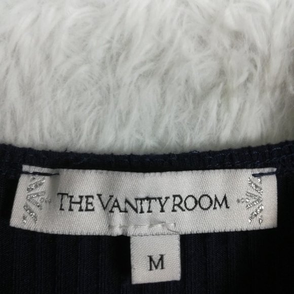 Vanity Room Womens‎ Midi Apron Navy Blue Ribbed Front Slit Pullover Sleeveless M - Picture 10 of 11